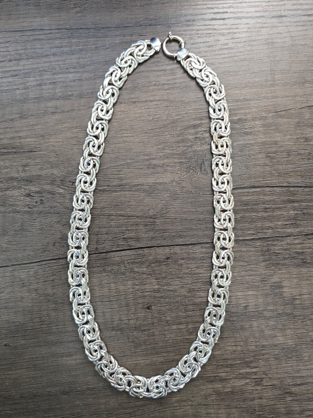 Sterling Silver Byzantine Rope Chain Necklace 12mm Wide 20" length AK Turkey
